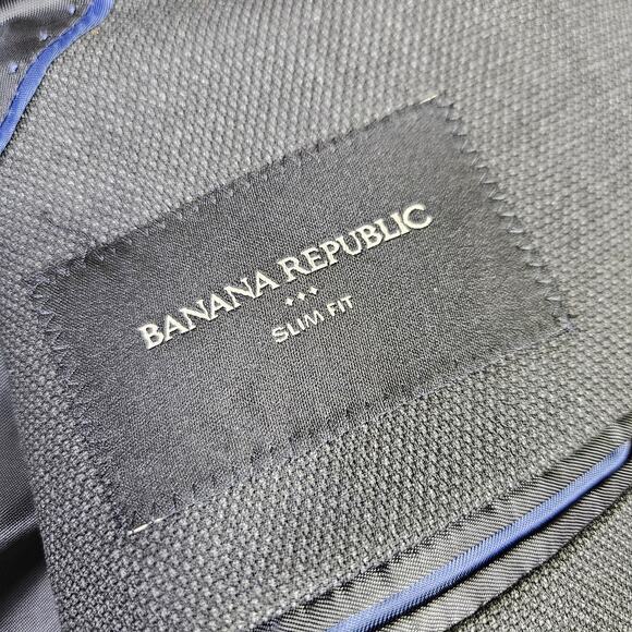 Banana Republic Mens Blazer Nailshead 40R Charcoal Gray 792939 Slim Suit Jacket - Picture 9 of 16